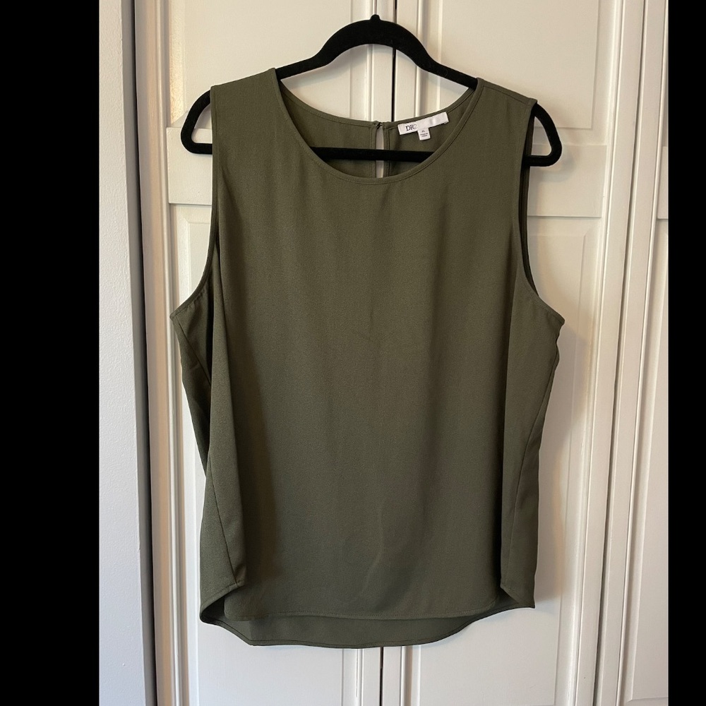 Sleeveless Olive Green Blouse